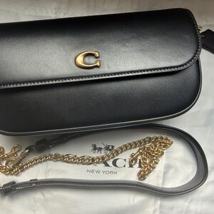Coach Brooklyn Flap Chain Bag in Black / Bronze hardware